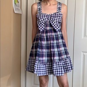 Sonia by Sonia Rykiel violet check bow dress sz36